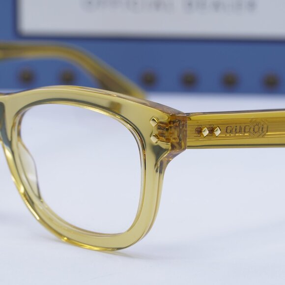 Gucci GG1086O 002 Square Eyeglasses – Transparent Yellow 51mm - Picture 8 of 10